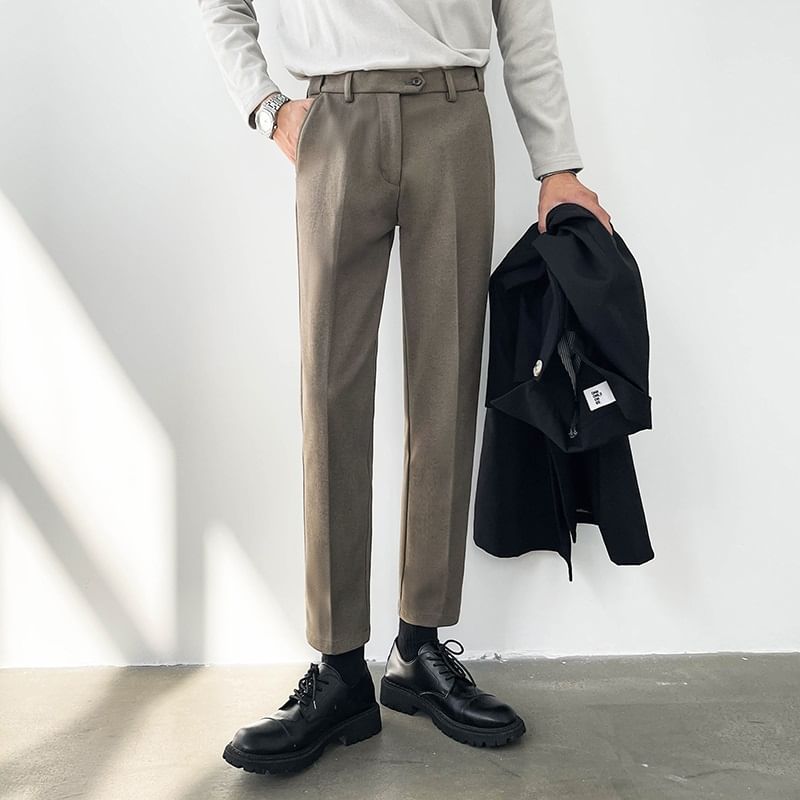 Adotuastic - Hoge taille effen cropped taps toelopende broek
