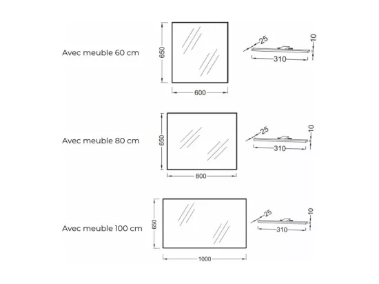 Pack meuble vasque 80 cm JACOB DELAFON Ola up blanc + miroir + spot