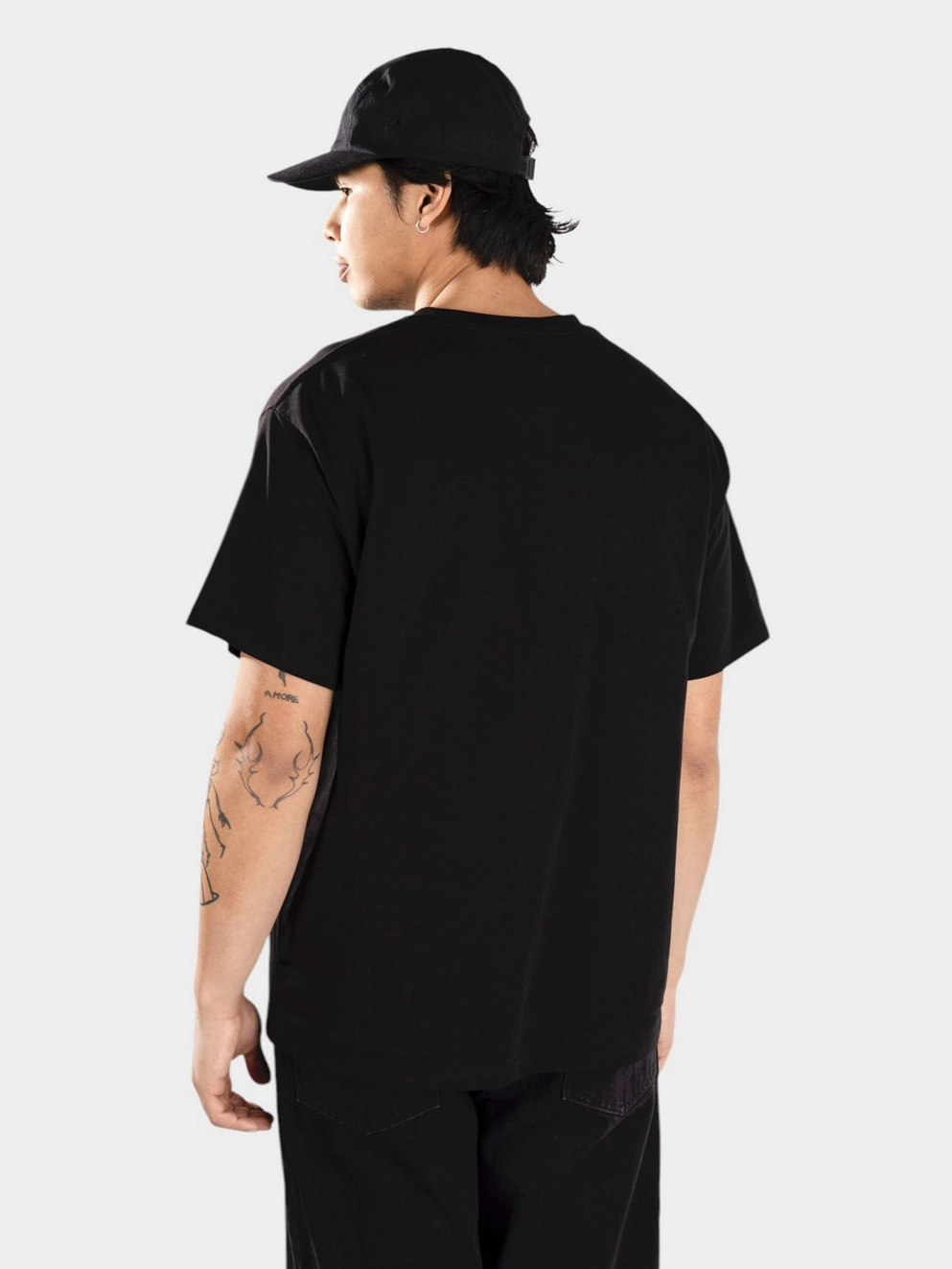 Blue Flowers Flower T-Shirt black