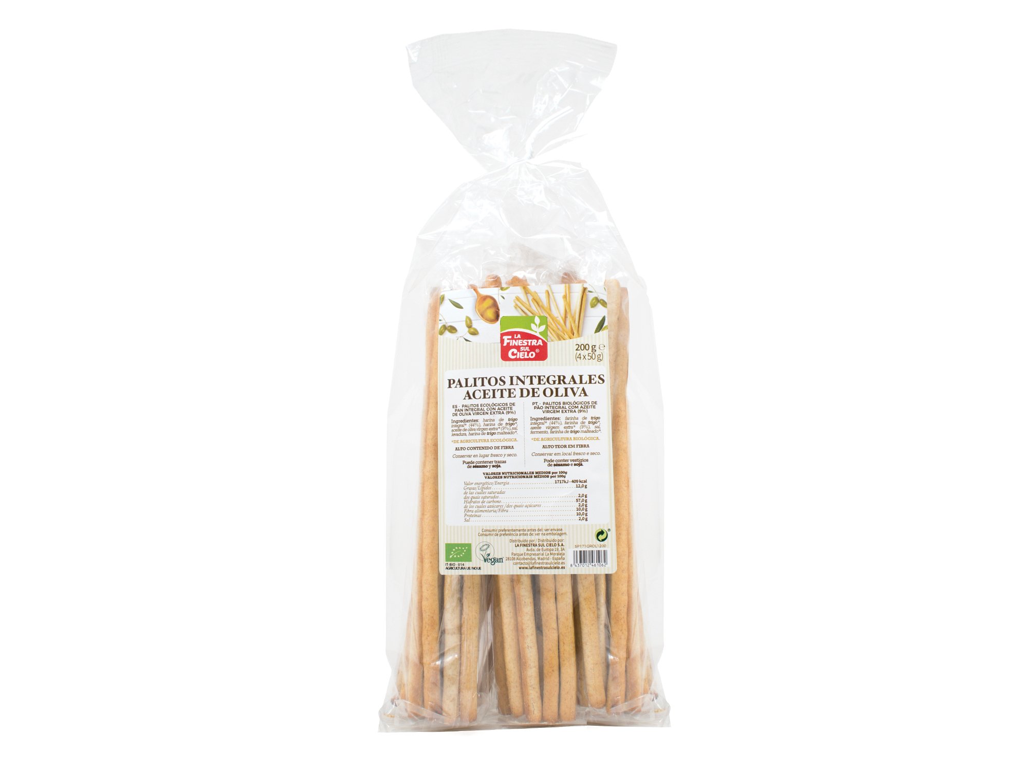 GRESSINOS LA FINESTRA SUL CIELO INTEGRAIS COM AZEITE BIO 200G