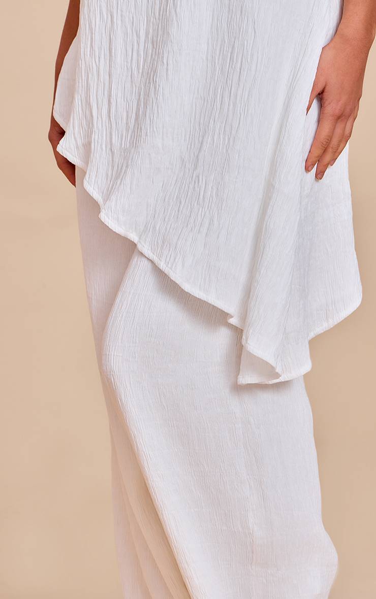 Blanc Ensemble Pantalon Large Texturé Coordonné