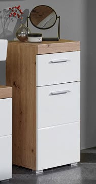 Unterschrank Amanda Weiß Hochglanz/Asteiche Nachbildung 37 x 79 x 31 cm