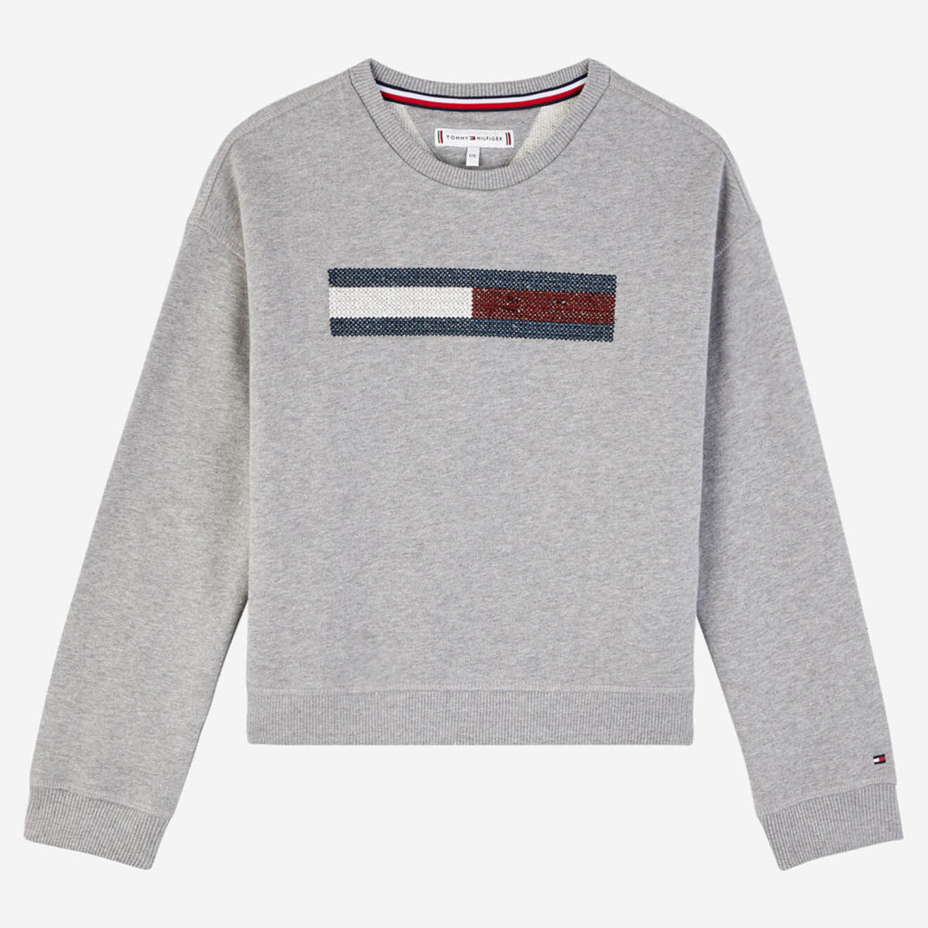 Tommy Hilfiger Sweat col rond en Coton Logo lurex gris