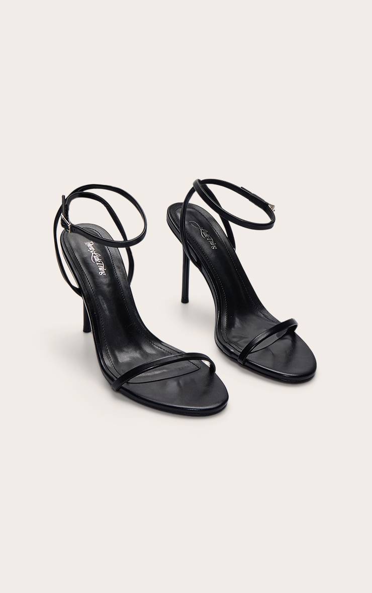 Noir Sandales Minimalistes À Bout Rond Et Talon Fin