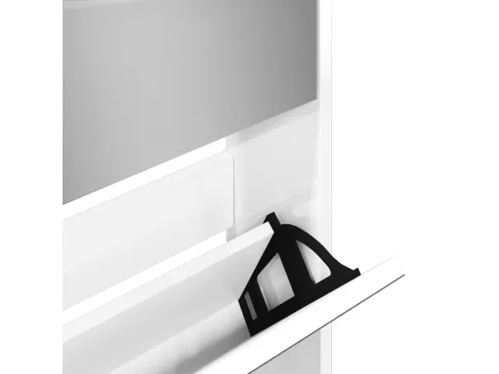Armoire à chaussures 5 portes rabattables avec miroir Ranka H 170cm – Design moderne et élégant-Couleur Blanc brillant