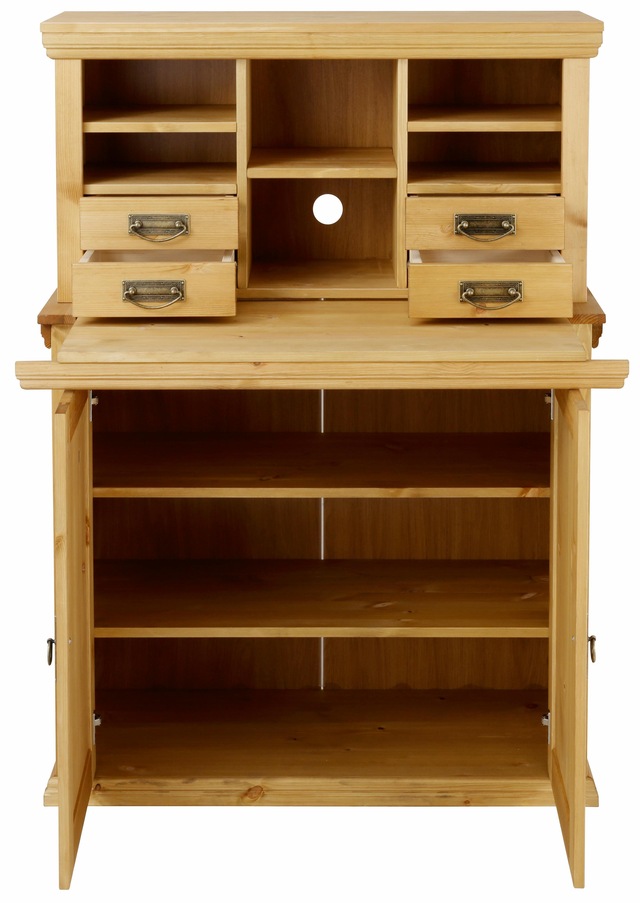 Home affaire Sekretär »Konrad« Schreibtisch aus Massivholz, mit viel Stauraum, B89 x H122 cm