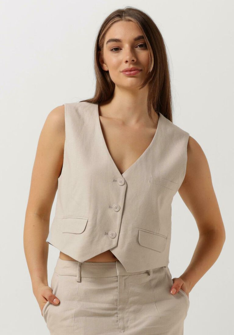 GESTUZ beige gestuz gilet lizagz linen waistcoat