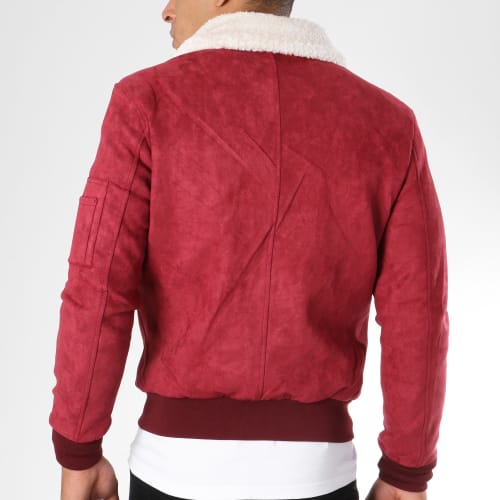 Bomber Suedine Col Mouton Bordeaux