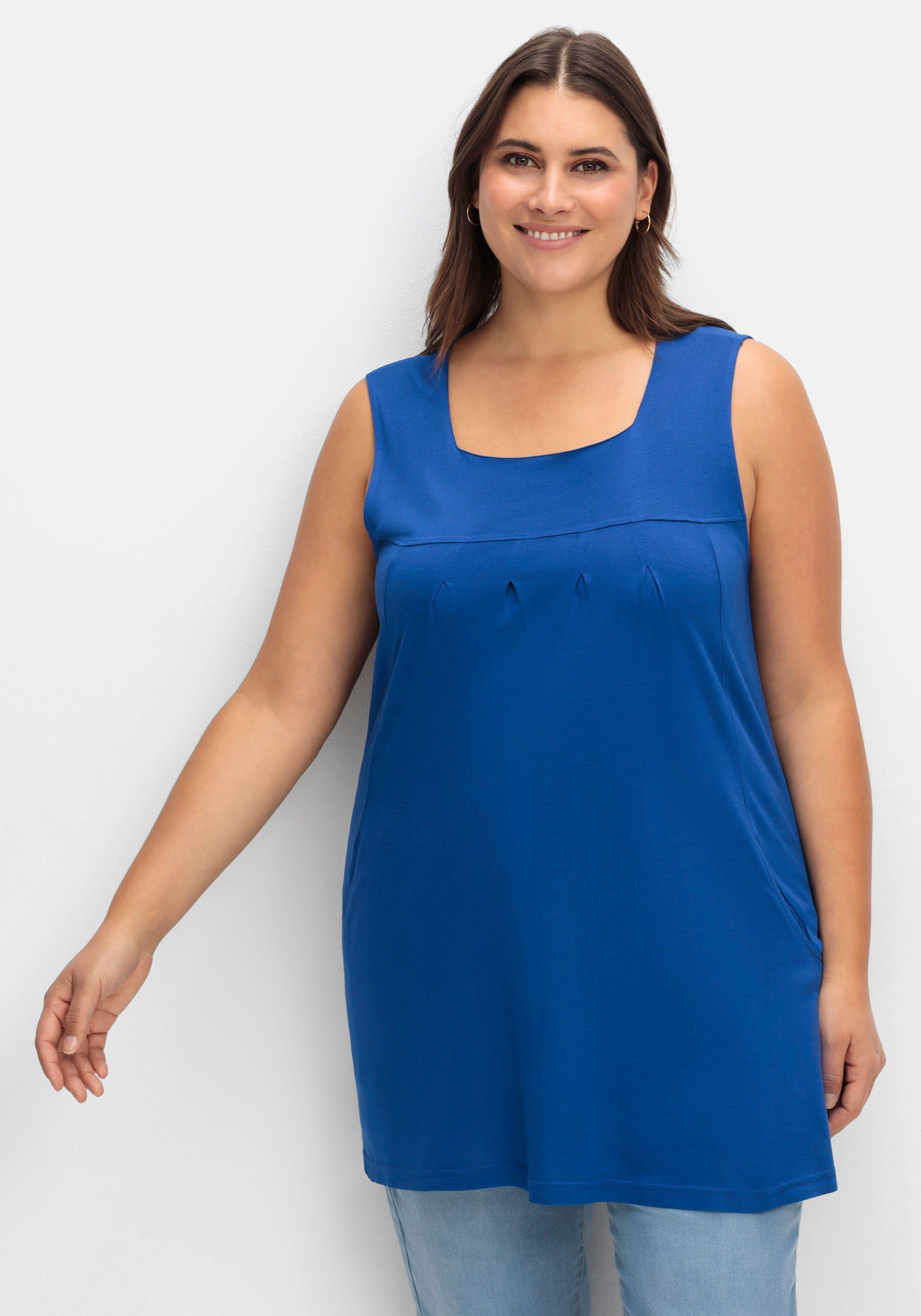 Top in A-Linie, mit Karree-Ausschnitt und Taschen