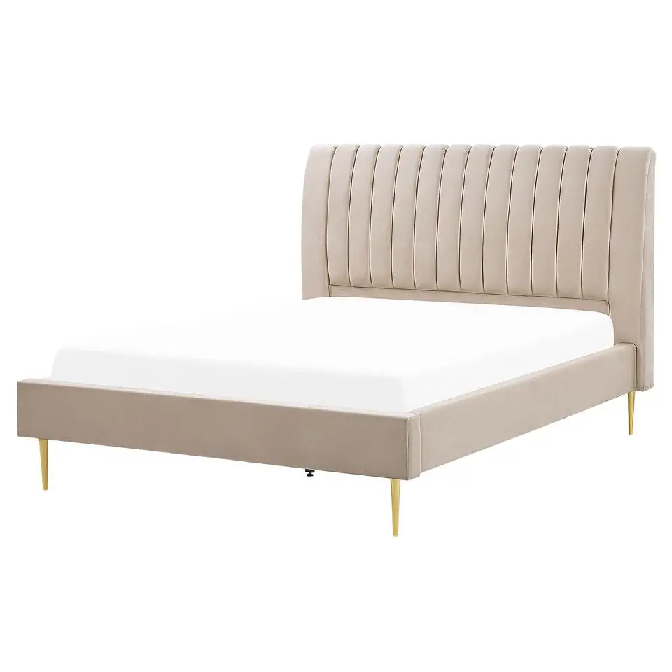 MARVILLE - Tweepersoonsbed - Beige - 160 x 200 cm - Fluweel
