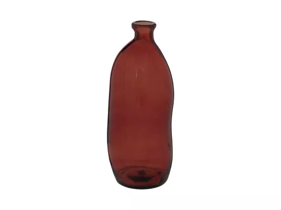 Vase bouteille en Verre recyclé Rouge Ambre D 13 x H 35 cm