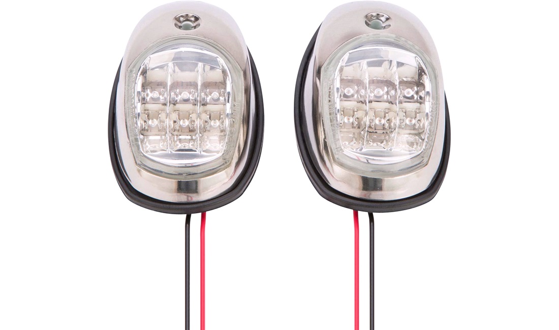 Lanterne LED, rustfri sæt, rød/grøn