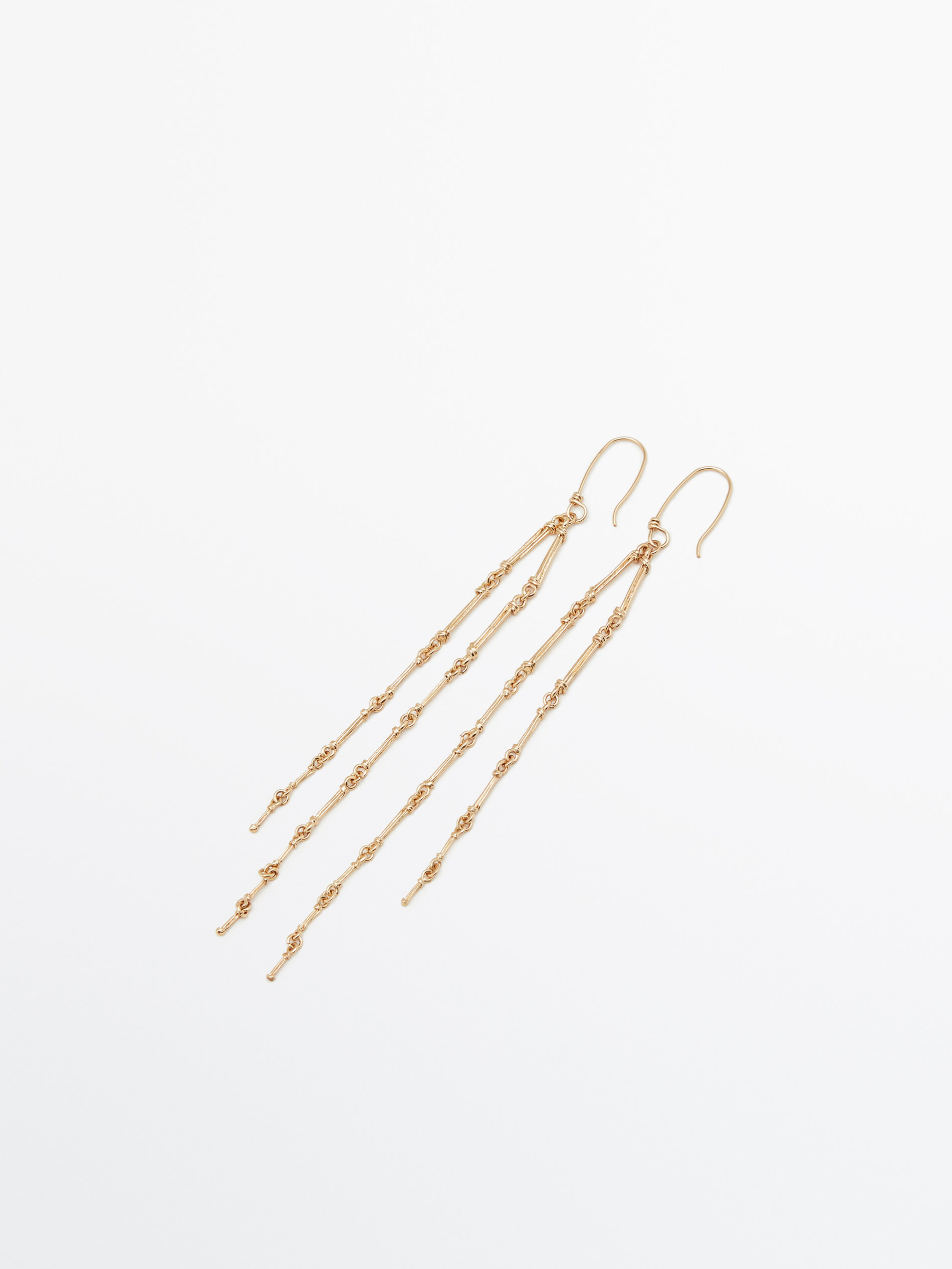 Pendientes largos cadena barras baño oro - DORADO