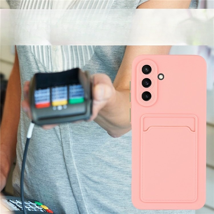 Samsung Galaxy A56 Gummi Case Hülle mit Kartenfach - Rosa / Grün