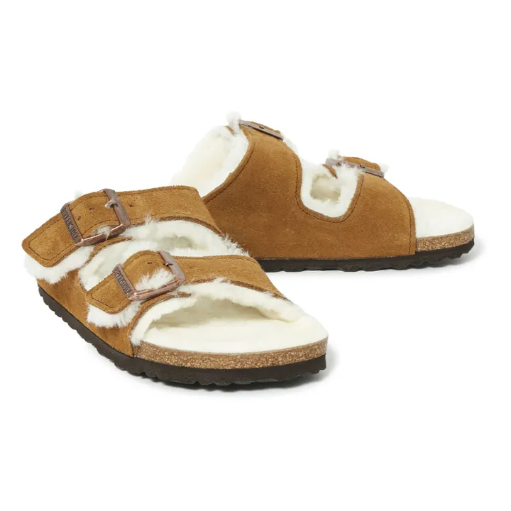 BIRKENSTOCK Sandales Arizona Fur Cuir Suede - Collection Adulte  | Camel
