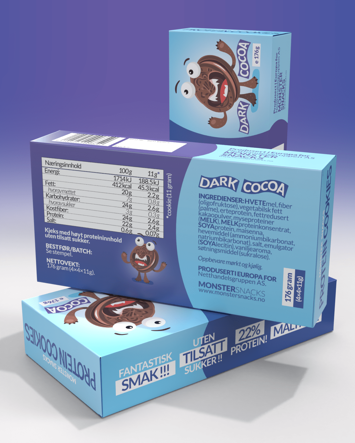 Monster Protein Cookies Dark Cocoa 3x176g
