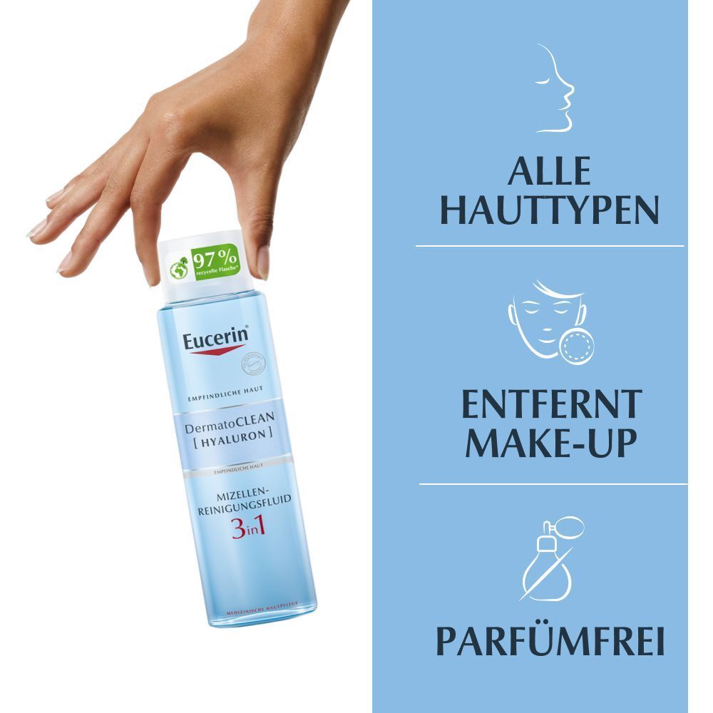 Eucerin® DermatoClean [HYALURON] Mizellen-Reinigungsfluid 3 in 1 – milde & gründliche Gesichtsreinigung