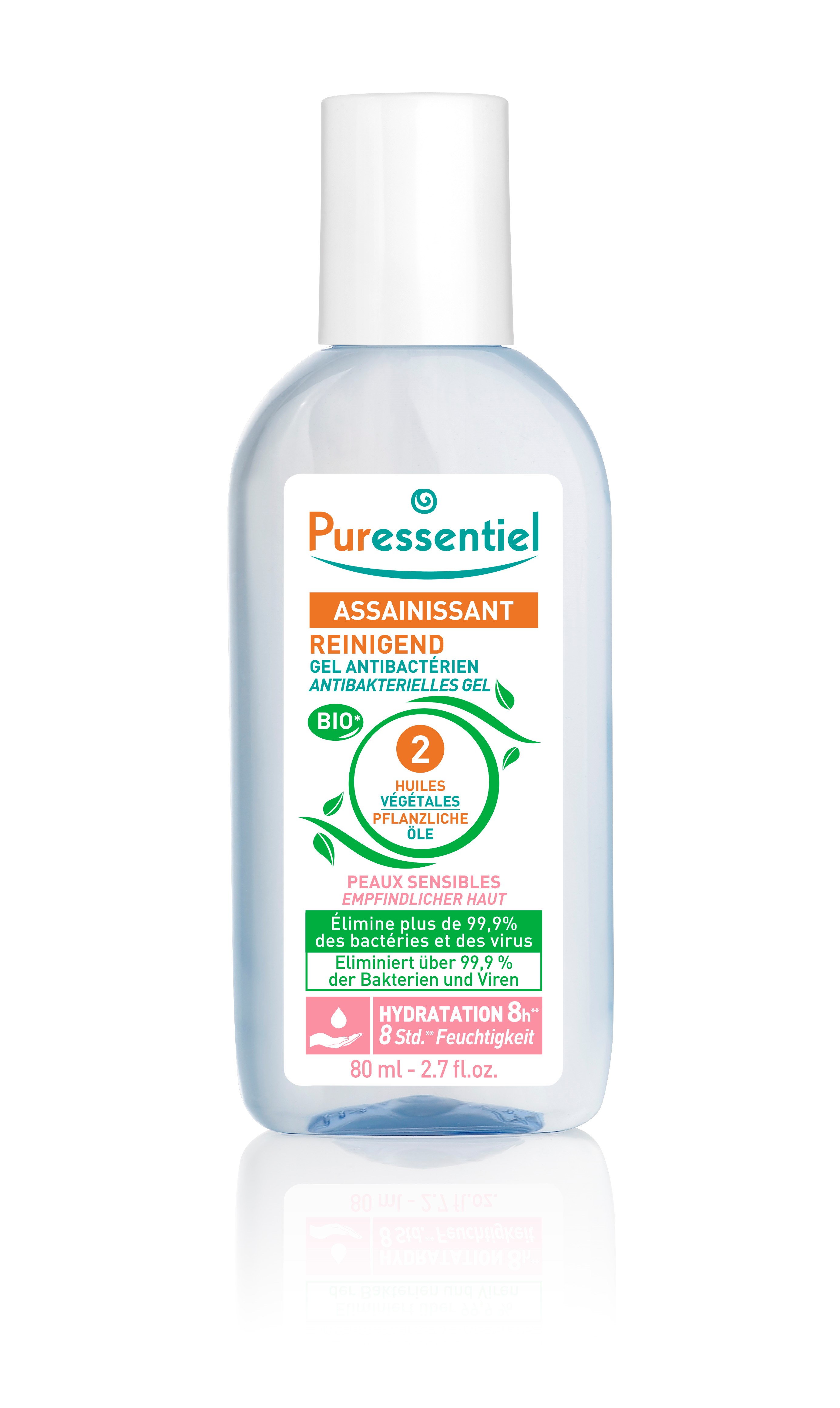 Puressentiel Gel reinigend antibakteriell<br>80 ml, Flasche, Gel, empfindliche Haut