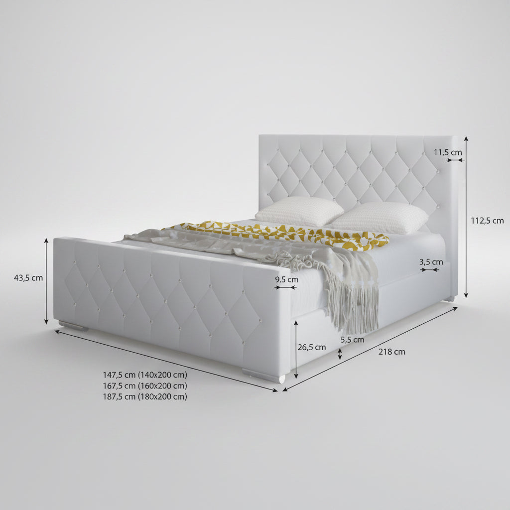 Aventura Diamond - Tweepersoonsbed - Wit - 180x200 cm