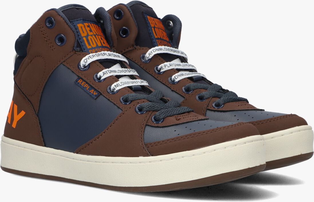 REPLAY blauwe replay hoge sneaker cobra