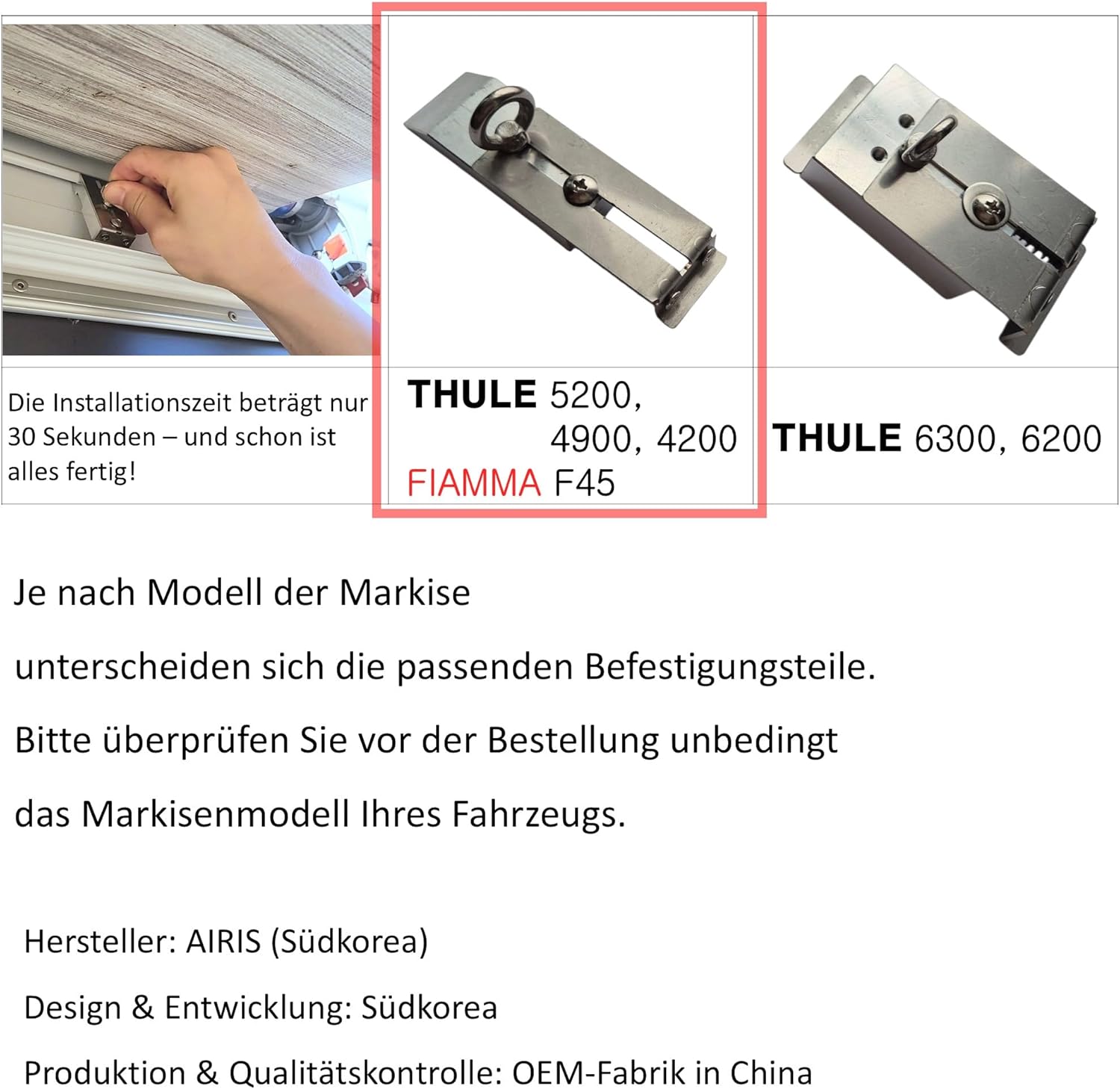 AIRIS Sun Blocker für Markise – Wohnmobil Seitenwand, effektiver Sicht- & Sonnenschutz, wasserabweisend, kompatibel mit Fiamma & Thule, 2er-Set (Fiamma F45, Thule 42, 49, 5200 Mit Fenster)