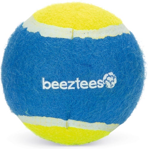 Beeztees hondenspeelgoed tennisbal blauw / geel D 10 cm