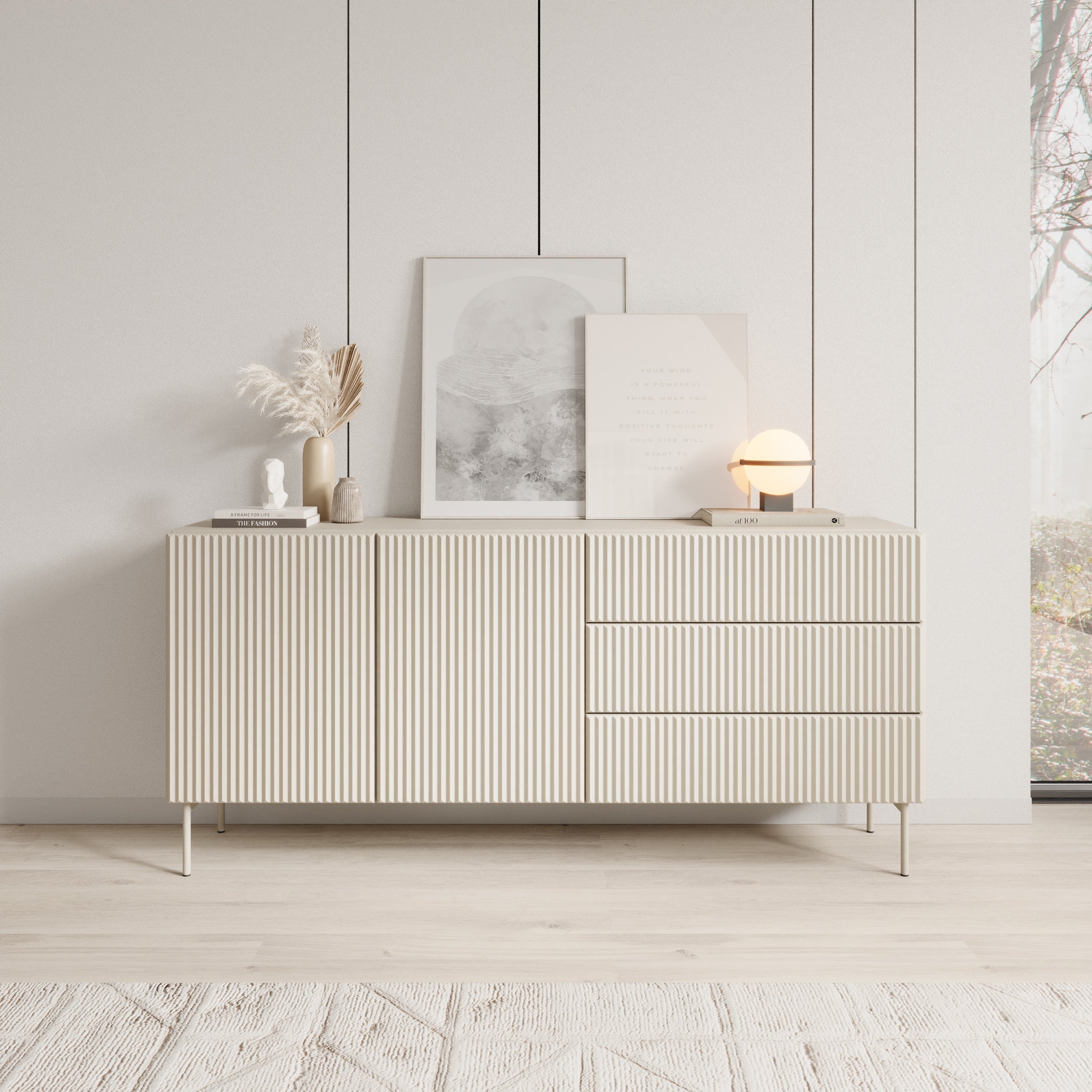 Meubella - Marajo - Dressoir - Beige - 177 cm
