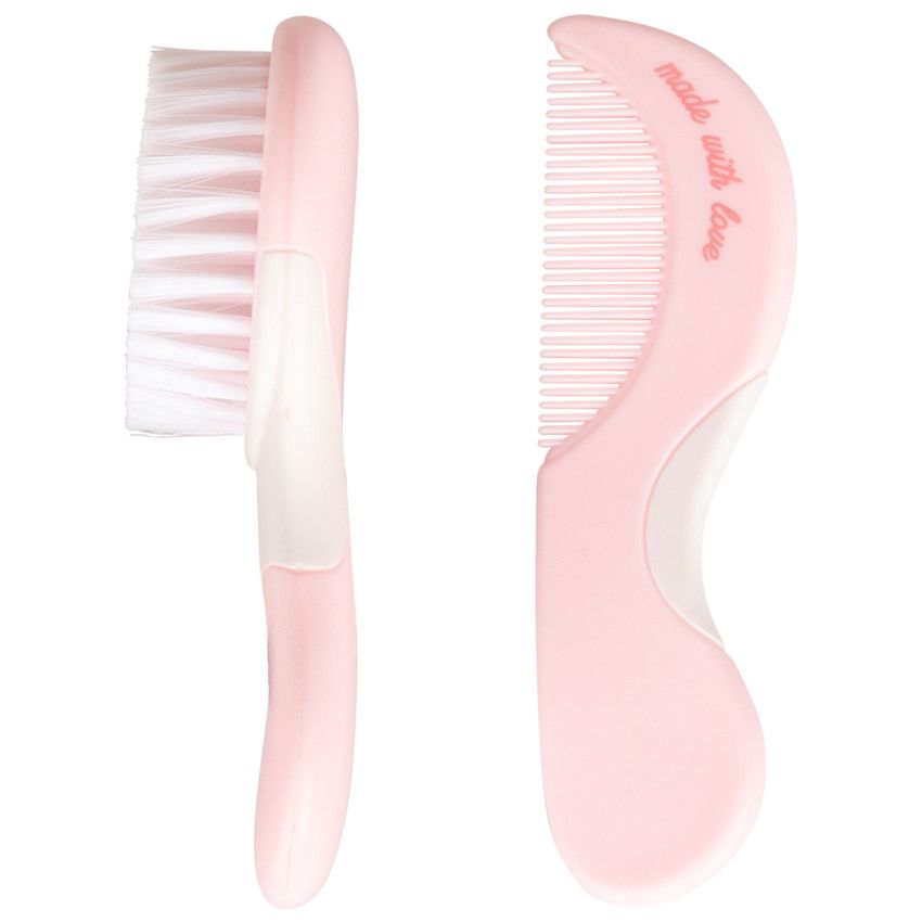 Set brosse et peigne Aloha - Rose - Ecru