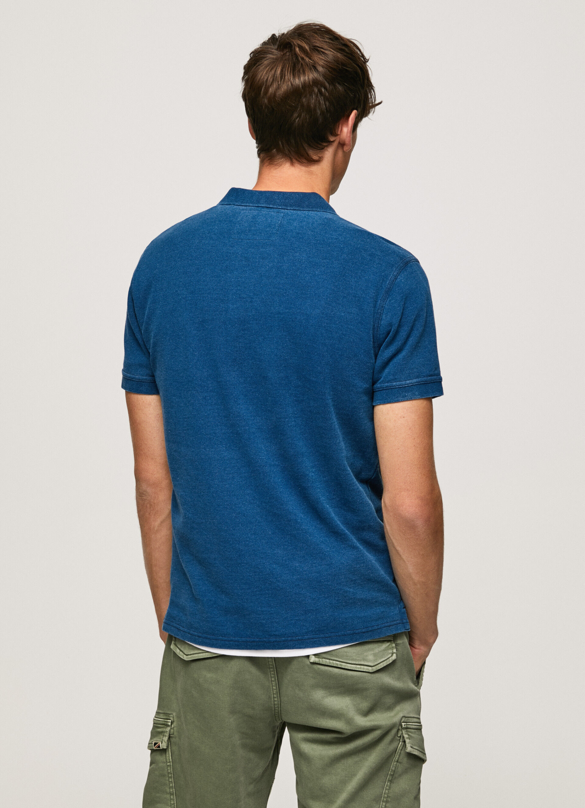 Camisa polo de algodão com efeito vertiginoso - azul índigo
