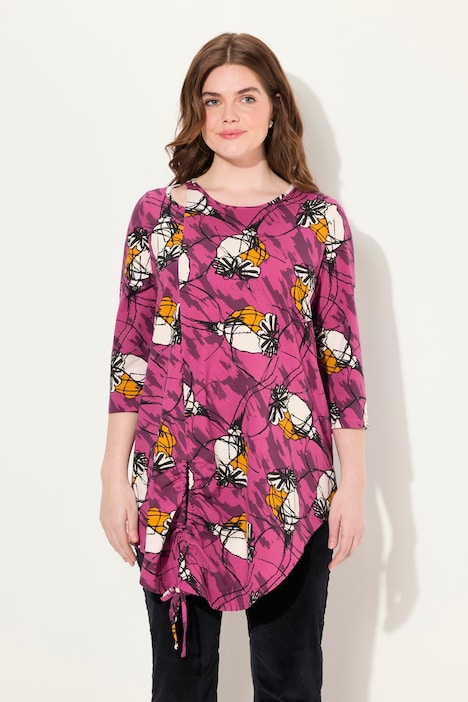 Longshirt, A-Linie, Rundhals, 3/4-Arm, Biobaumwolle