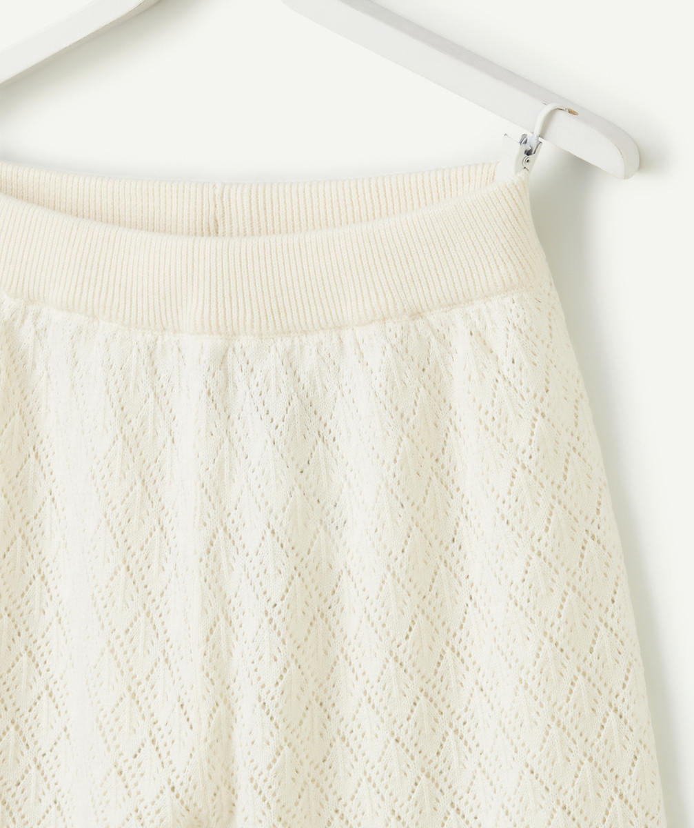 pantalon large crochet fille en coton biologique écru