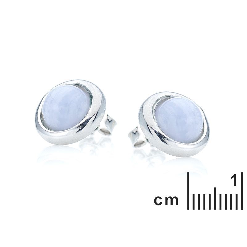 Boucle d'oreille argent 925 Agate blue lace naturelle