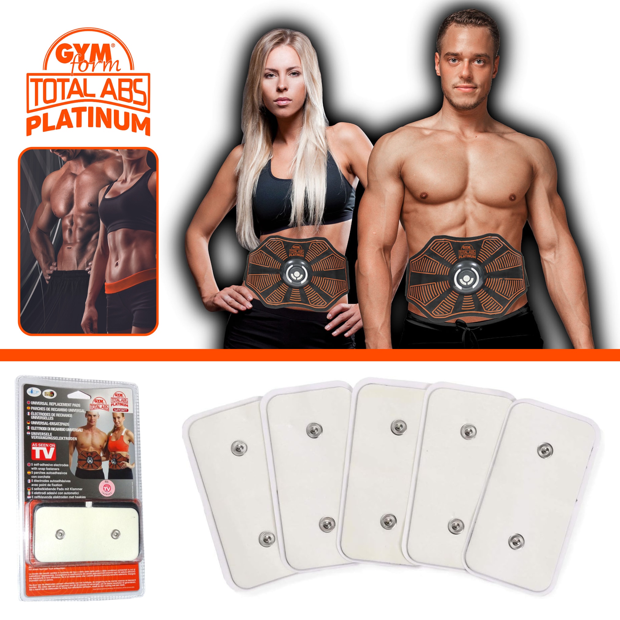 Gymform® Ersatzpads - Pads für EMS Bauchmuskeltrainer, Gürtel Total Abs Platinum