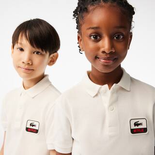 Polo enfant Lacoste x Netflix en coton biologique Polos - Blanc - Lacoste - Enfant
