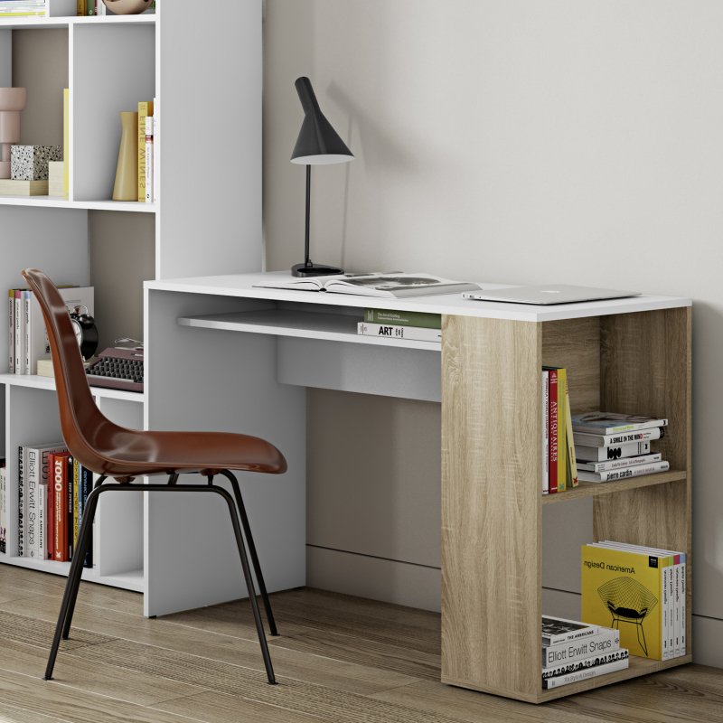 Bureau Yale 114 x 50 cm avec étagère chêne