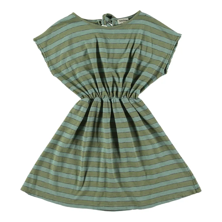Tocoto Vintage Robe Rayure Coton Bio | Vert