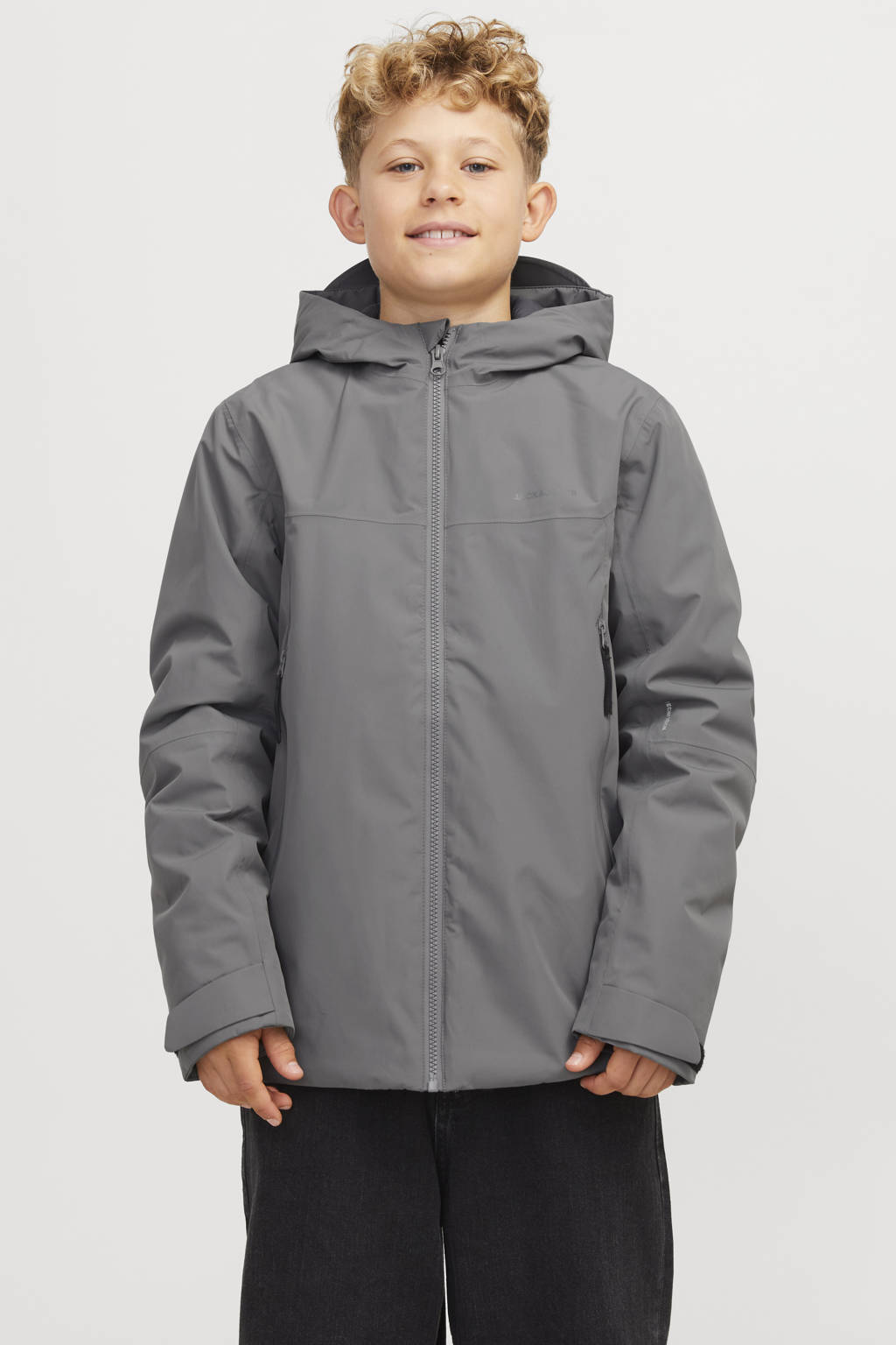 JACK & JONES gewatteerde winterjas JCOSUMMIT grijs