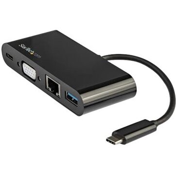 StarTech.com Adaptateur Multiport USB-C - Mini Dock USB-C avec Sortie Vidéo VGA 1080p - Power Delivery Passthrough 60W - USB 3.1 Gen 1 Type-A 5Gbps, Gigabit Ethernet - Station d'Acceuil