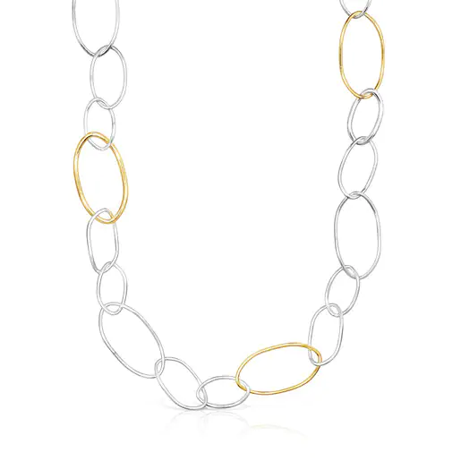 Colar com anel oval bicolor Hav