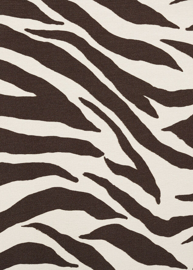 MANGO Zebra asymmetrical neck t-shirt Brown