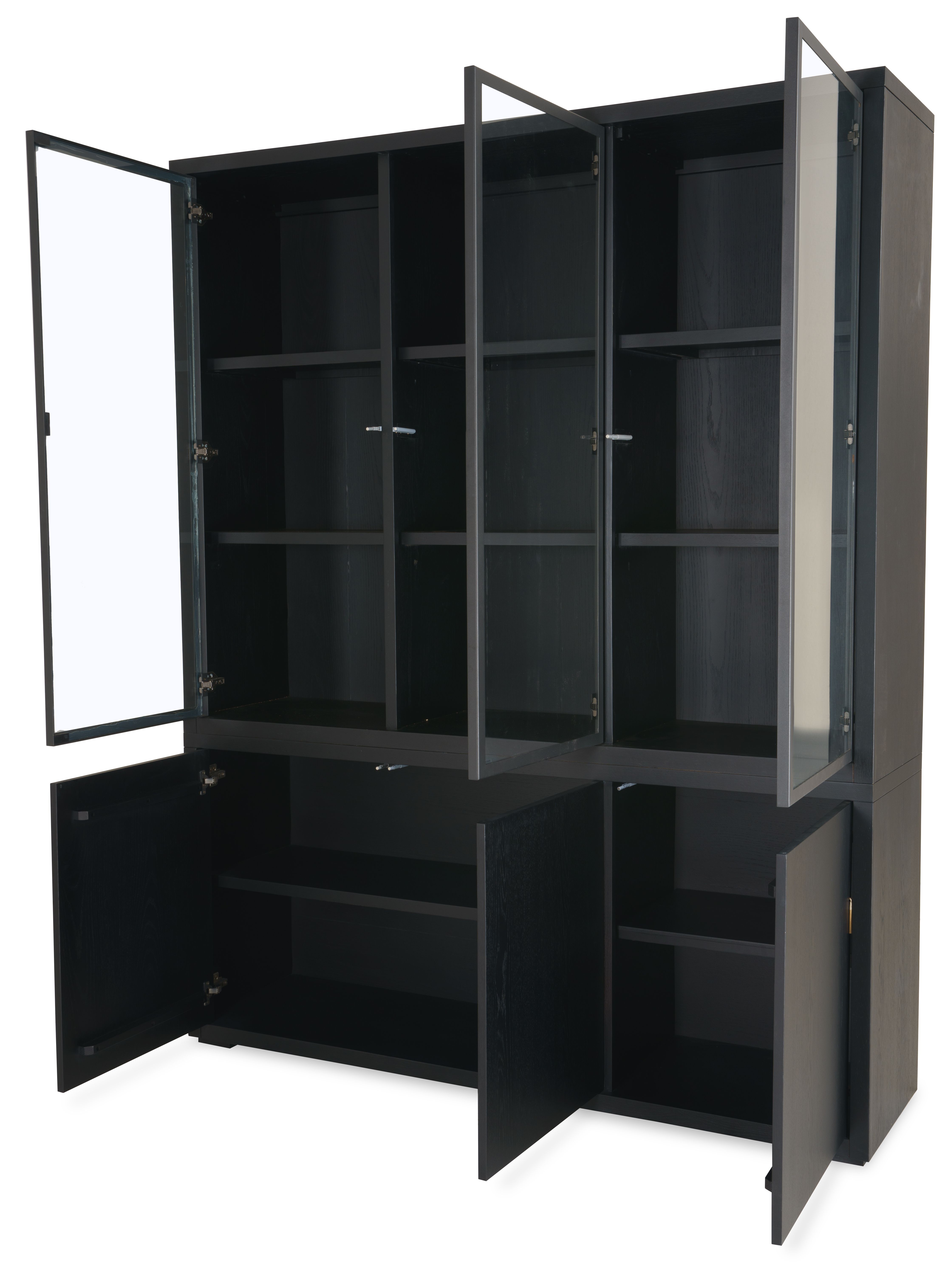 Vitrinekast Zwart Velori B173 x D45 x H220 cm
