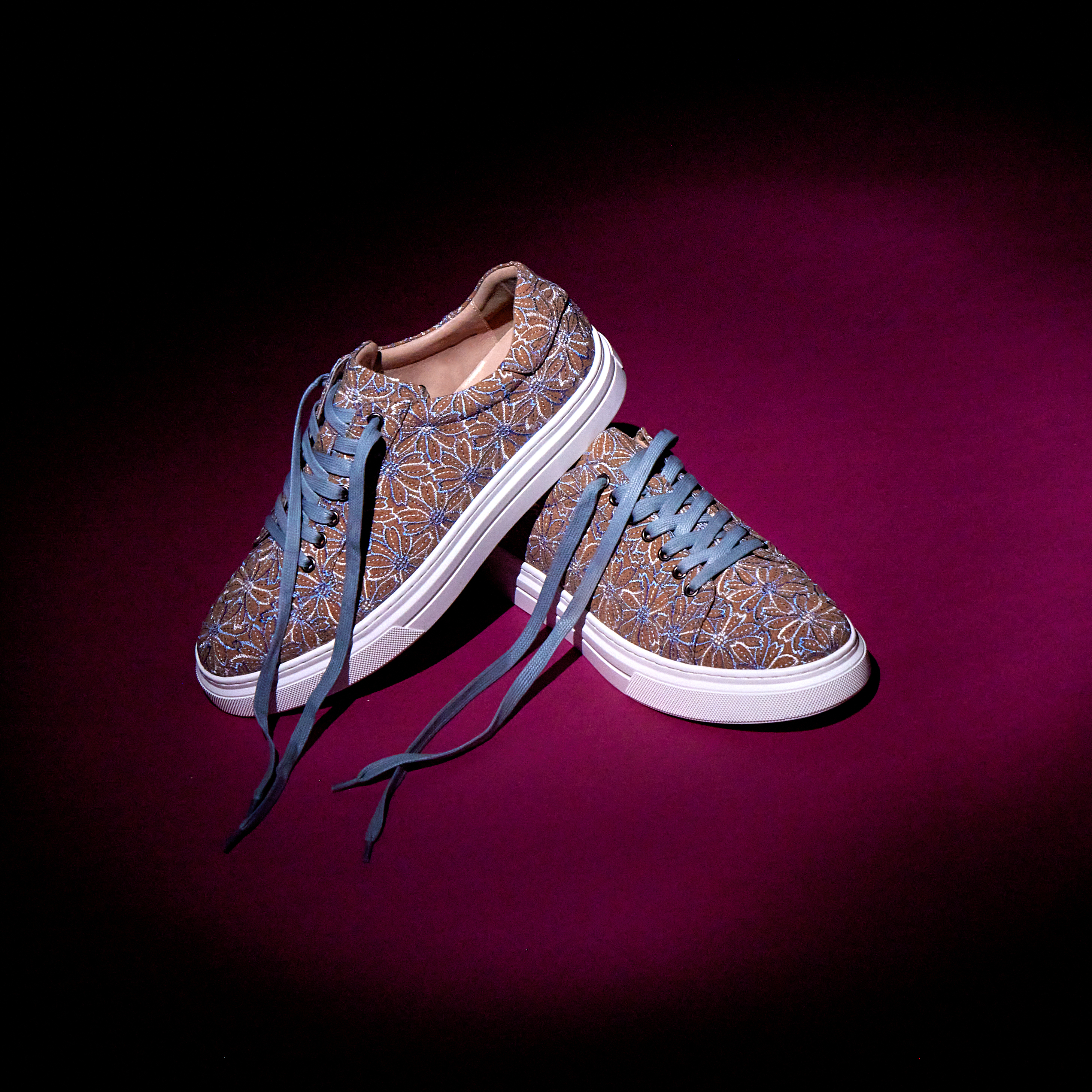 Blue Cork Flower Sneakers