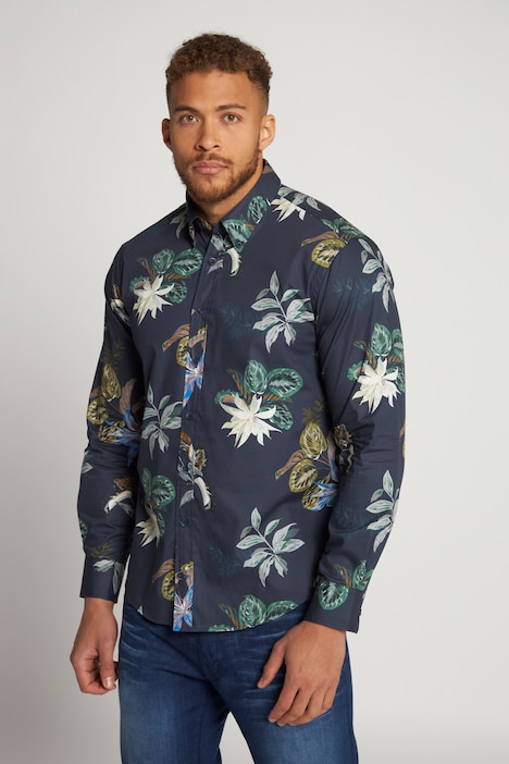 Hemd, Langarm, floraler Print, Buttondown-Kragen, Modern Fit