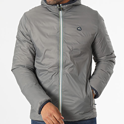 Doudoune Capuche Réversible Bleu Marine Gris