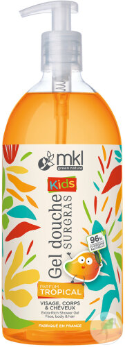 MKL Green Nature Kids Gel Douche Surgras Parfum Tropical Visage Corps Et Cheveux 1l