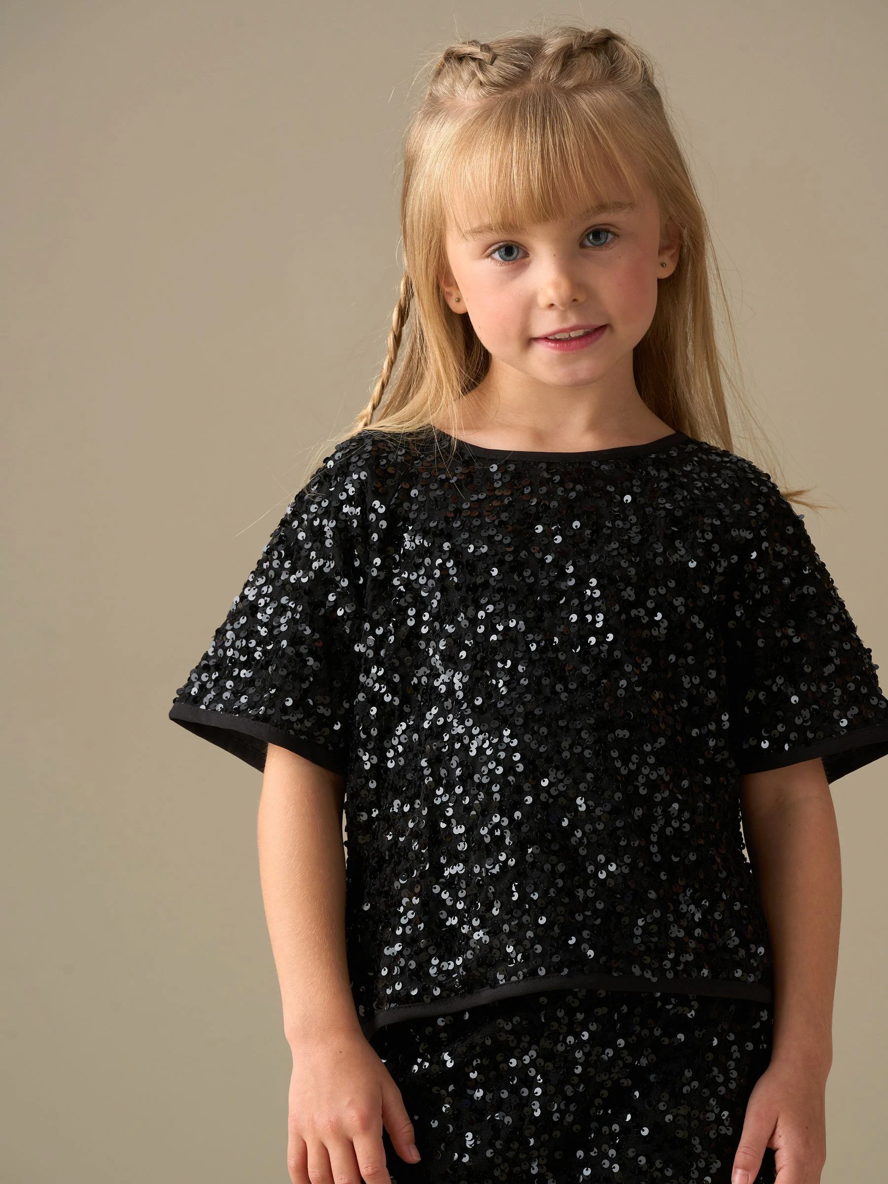 Zwart - Angel & Rocket Leona Black Sequin Top