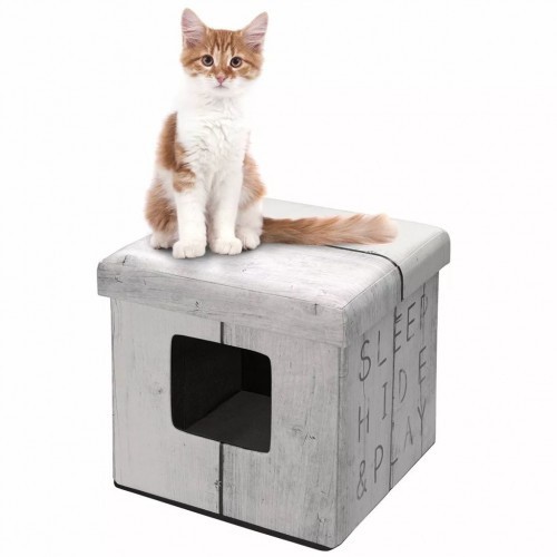 Cama otomana para animais de estimação Sleep Hide Play, branca