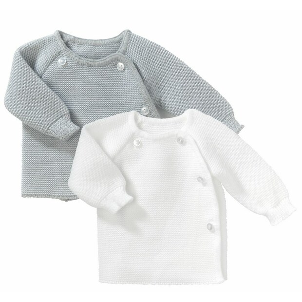 Lot de 2 Brassières blanc et gris naissance - BEBE9 CREATION