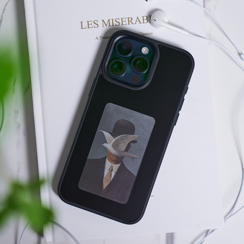 iPhone 14 Pro Max Hybrid Hülle TPU Bumper mit Acryl Rückseite   DIY E-Ink Display mit NFC Technologie - Schwarz