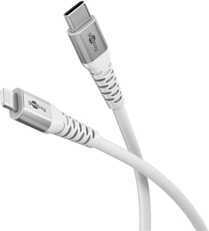 (2m) 60W MFi USB C auf Lightning Ladekabel Textil Datenkabel (74520) - Weiss